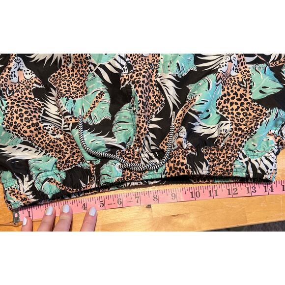 Boardies Swimming Trunks Tropical Jungle Cheetah Print Size L Black Green Orange - Picture 6 of 10